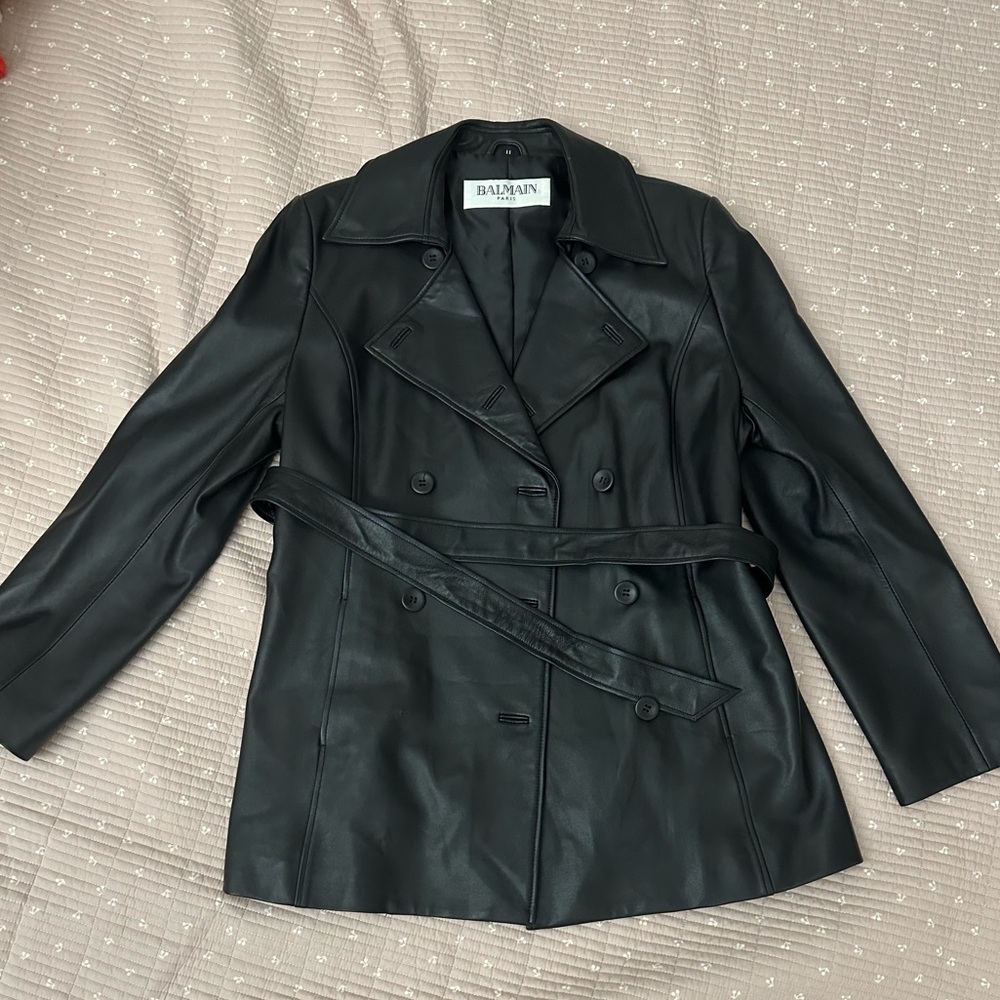 Vintage Balmain Sheepskin Leather Jacket Black